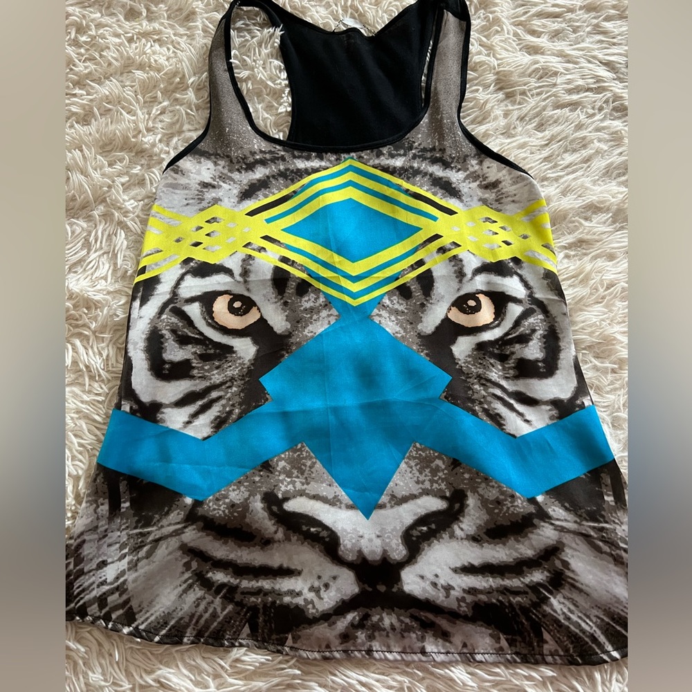 Ali & Kris | Racerback Sleeveless Top with Tiger Graphic